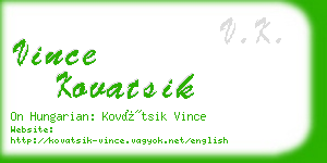 vince kovatsik business card